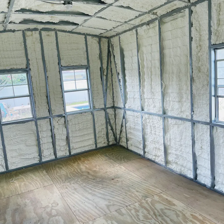 Closed-cell spray foam insulation applied to wall cavities in a residential project in Wahiawa